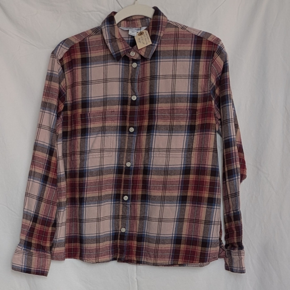 Old Navy Women's Multicolor Plaid Boyfriend Flannel Shirt, M